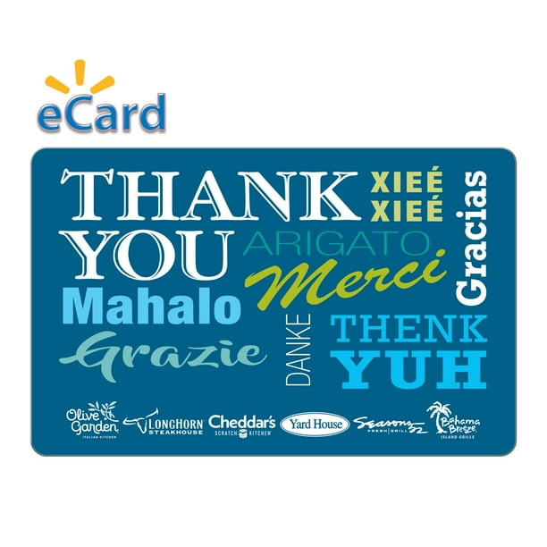 Darden® Restaurants 25 Thank You Gift Card (Email Delivery) Walmart