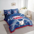 thumbnail image 3 of Feelyou Baseball Player Kids Twin Bedding Sets 7-Piece, Modern Ball Game Bedding Comforter Set, Blue Red Cartoon Sports Reversible Sheet Sets, Ultra Soft Bedroom Decor, 3 of 7