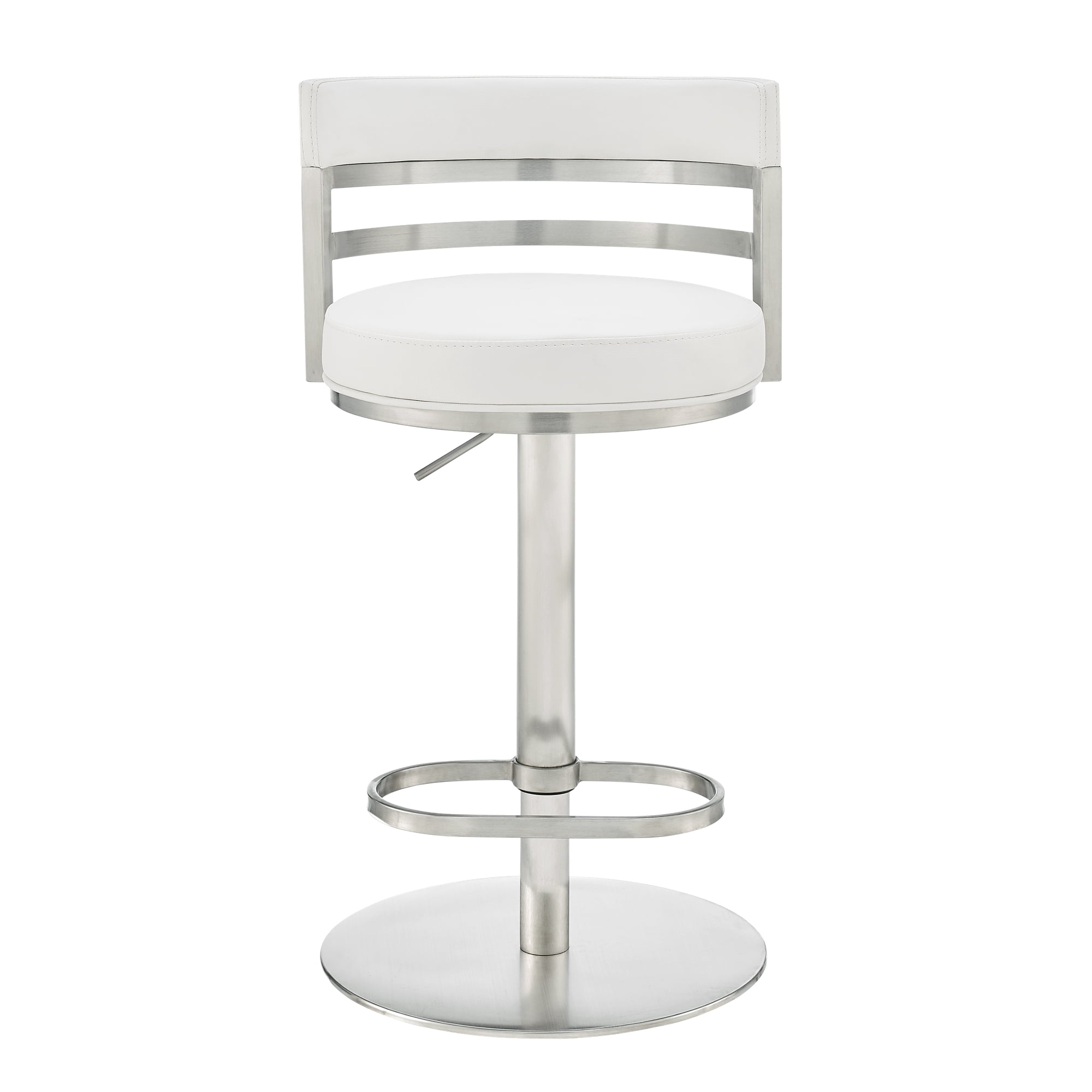 Judi Modern Industrial Swivel Metal Adjustable Height Barstool With Faux Leather Seat
