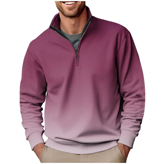 Blusa y camisa de manga larga con cuello alto para hombre, ropa deportiva para el hogar, pijamas, camiseta de color liso, blusa deportiva de poliéster para hombre