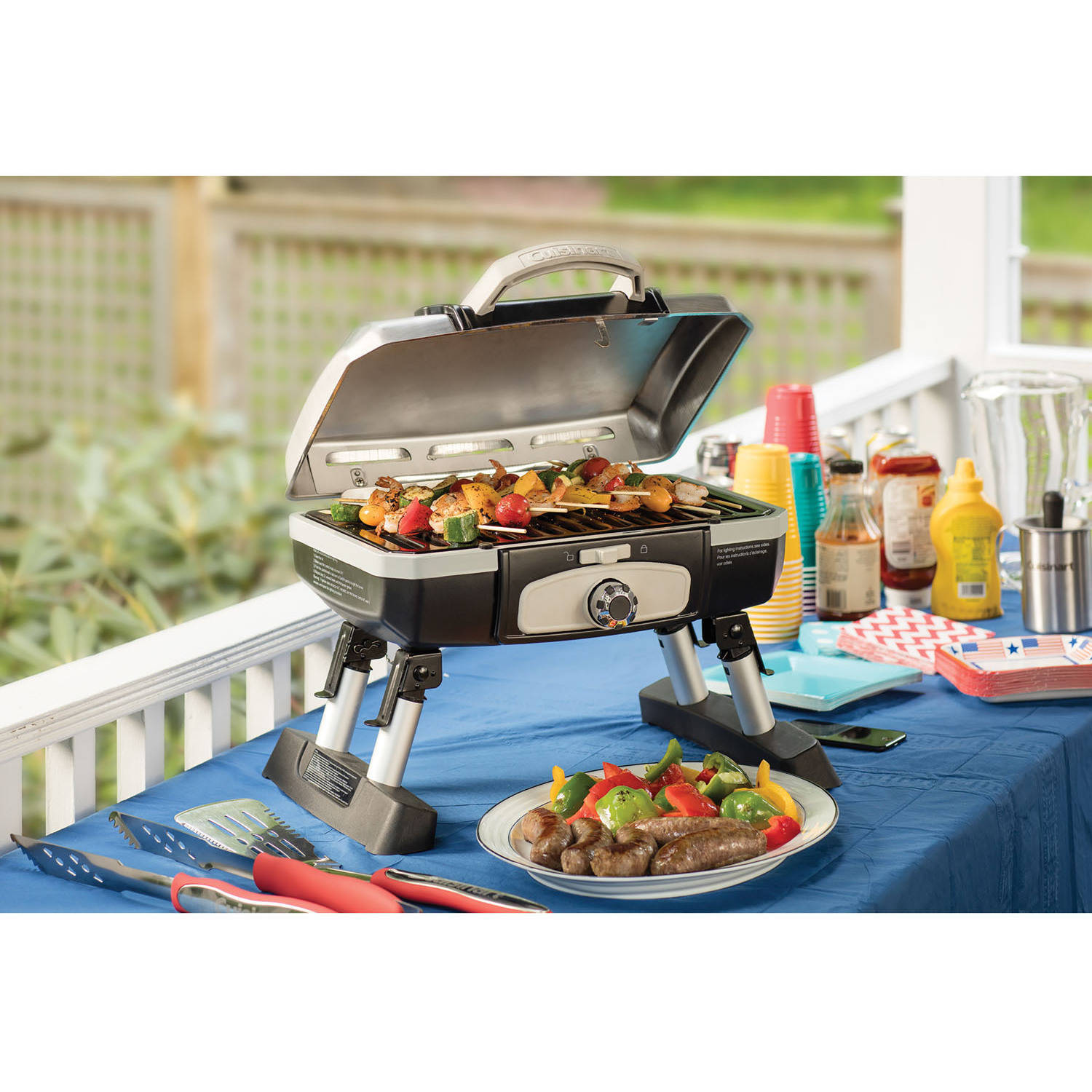 Cuisinart Petit Gourmet Portable Tabletop Outdoor LP Gas Grill, Silver/Black - image 3 of 3