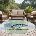 thumbnail image 4 of Blue Coastal Starfish Round Area Rug 7Ft Washable Circle Rugs for Dorm Laundry Room, Grey Sage Green Nautical Coral Summer Non-Slip Carpet Floor Mats Indoor Outdoor Carpet Runner Aesthetic Home Decor, 4 of 8