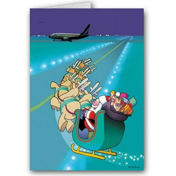 Airport Runway Landing Christmas Card 18 Cards & Envelopes80011
