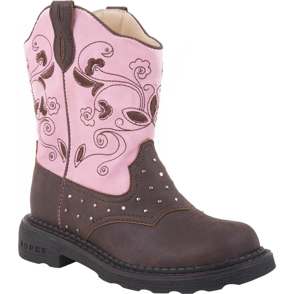Roper Roper Kids Girls Saddle Light Round Toe Western Cowboy Boots