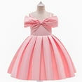 thumbnail image 2 of adviicd Girls Dress Sloping Shoulder Bridesmaid Wedding Princess Children's Bow Birthday Ball Party Show Evening Lavender, 2 of 5