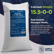 Supply Solutions Calcium Nitrate 15.5-0-0 + 19% Ca | Fast-Acting Water Soluble Fertilizer Prevents Blossom End Rot - Boosts Growth & Yield for Vegetables, Fruit, Gardens & Hydroponics (50 Pounds)
