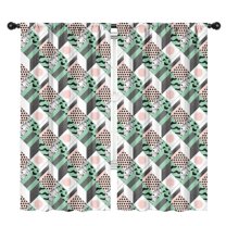 Blackout Kids Curtains,Green Pink Geometric Pattern Childrens Insulated Curtains Set Of 2,Bedroom Essentials,Toddler Room Decor 42"x84"