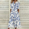 thumbnail image 2 of Feancey Maxi Dresses for Women 2025 Summer Boho Floral T-Shirt Dress Half Sleeve V Neck Button Shirt Dresses Loose Fit Casual Vacation Long Dress with Pockets White M, 2 of 6