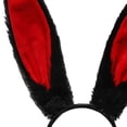 thumbnail image 3 of Bonita diadema con orejas, tocado, capucha con orejas de conejo, accesorios para disfraz Negro, 3 of 3