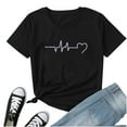 thumbnail image 2 of Qiopertar T-Shirts à Col Rond pour Femmes, Imprimé Cœur, Manches Courtes, Blouse, Offres de la Semaine en Liquidation, 2 of 5