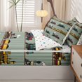 thumbnail image 5 of Manfei Vintage Train Zipper Twin Comforter Sets with Fitted Sheet and 2 Pillowcases,Green Line Pattern Zipper Bedding Set,Polkadot Reversible,4pcs, 5 of 8