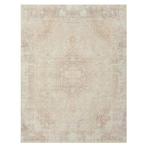 HomeRoots 534003 2 x 3 ft. Beige Medallion Washable Non Skid Rectangle Area Rug