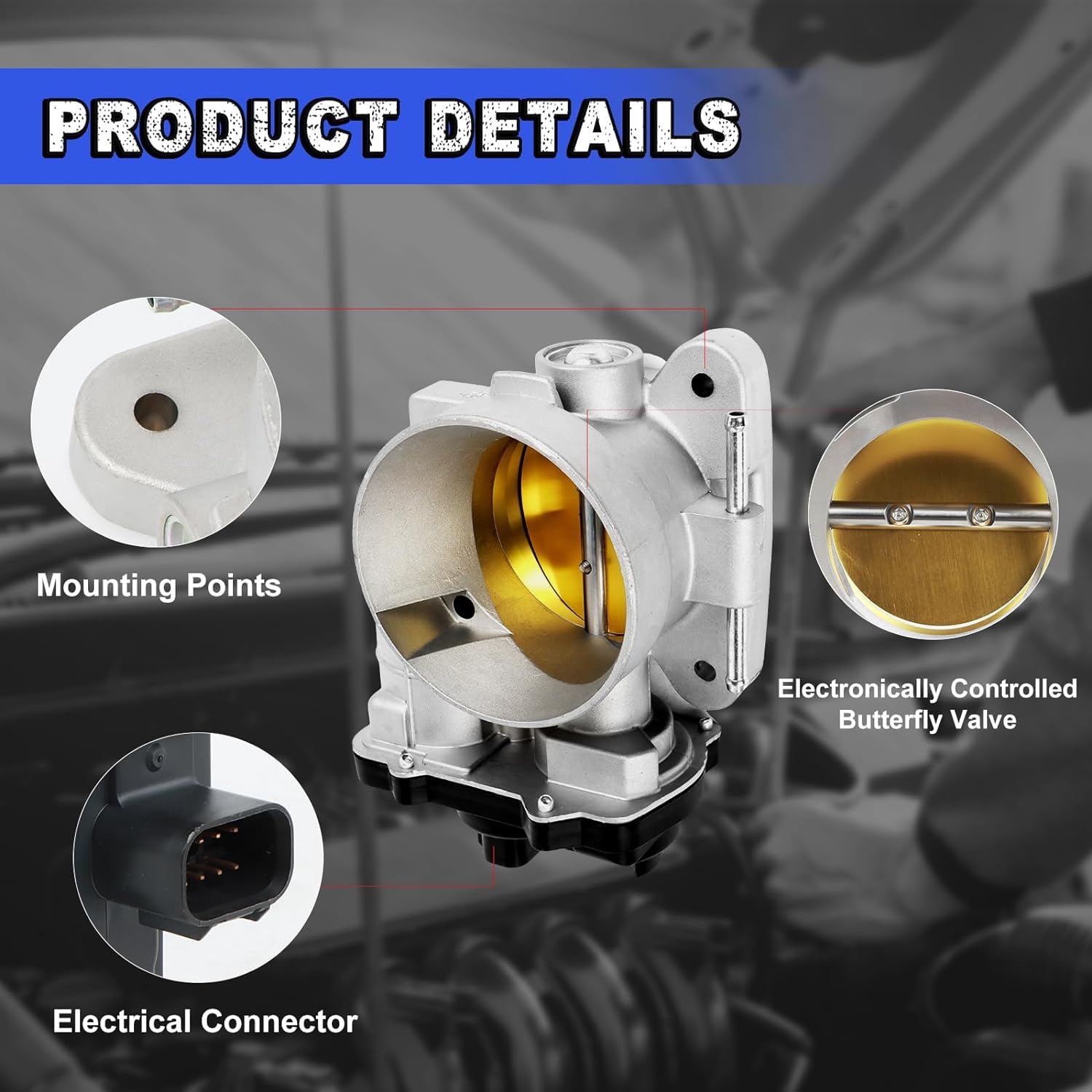 PANGOLIN Throttle Body 12570800 Fits for 2003-2007 Chevrolet Express/Silverado 1500 2500 3500, GMC Savana Sierra Yukon Electronic Throttle Body Assembly Assembly Replacement Part OE 337-05400