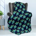 thumbnail image 4 of Tropical Soft Flannel Fleece Blanket, Exotic Leaves and Flowers Blooming Hawaiian Foliage Botanical Pattern, Cozy Plush for Indoor and Outdoor Use, 60" x 80", Indigo and Multicolor, by Ambesonne, 4 of 5