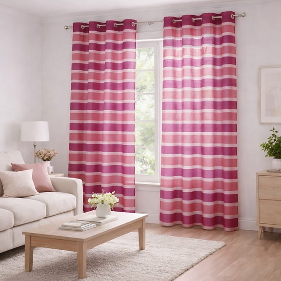 Set of 2 Striped Sheer Grommet Curtain Panels Colorado