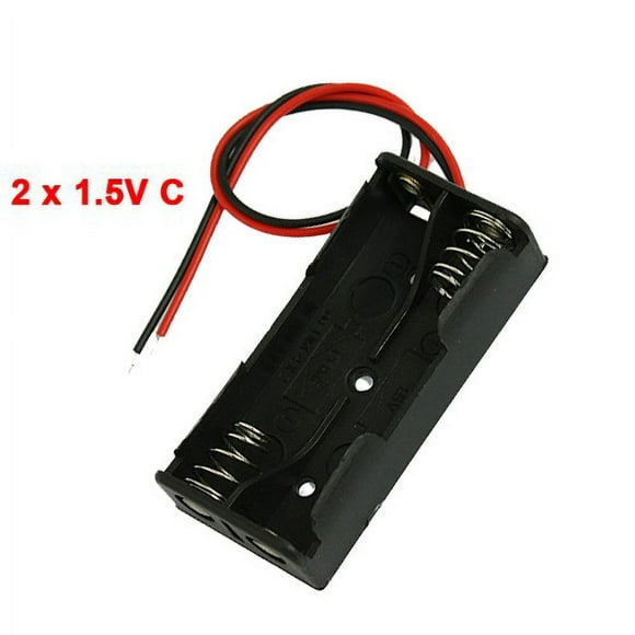 Black Plastic Battery Case Holder Wire 2 x 1.5V AAAmk4579