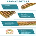 thumbnail image 4 of 16Pack Fully Threaded Rod, 1/4"x3" Zinc-Plated Carbon Steel with Nuts Washers, 4 of 7