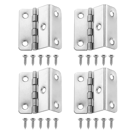 Uxcell Three Fold Hinge 1.61x0.59" Iron Retro Chest Hinge Silver 4 Pcs, Vintage Folding Hinges Hardware with Screws for Wooden Cabinet Door Wardrobe Jewelry Boxes, 0.67" Fold Edge, 5 Mounting Holes