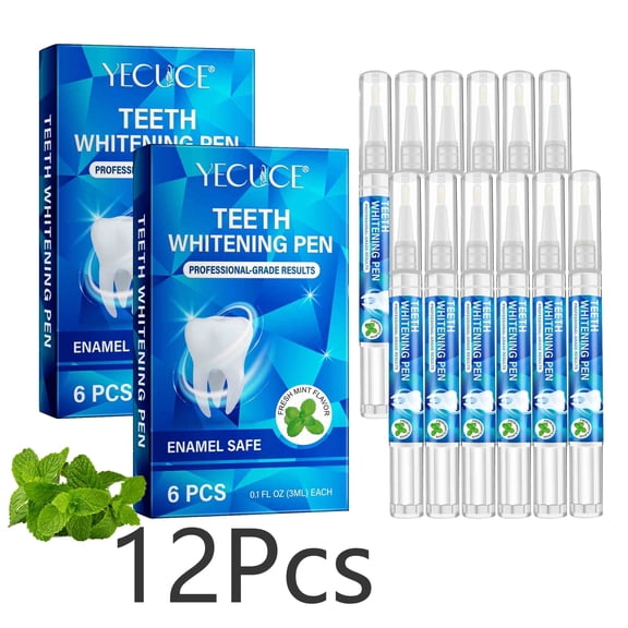 Yecuce 2-Pack Teeth Whitening Pen,Home Travel Friendly Teeth Whitening Kit, Mint Flavor