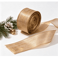 thumbnail image 5 of Champagne Gold Christmas Wired Ribbon - 16.4 Ft Yard Christmas Mesh Ribbon for Gift Wrapping, Tree Decor & DIY Crafts, Holiday Bow Making,B, 5 of 6