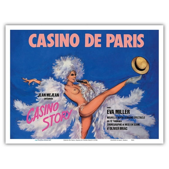 Casino De Paris France - Vintage Advertising Poster by Pierre O’Kley c.1970s - Master Art Print (Unframed) 9in x 12in