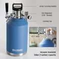thumbnail image 2 of Razorri 128oz Stainless Steel Beer Growler, Double-Wall Vacuum Insulated Carbonated Keg with Professional Bar Tap and Pressurized CO2 Regulator, 1 Gallon, Ocean Blue, 2 of 7