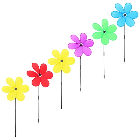 6Pcs  Garden Yard Decors Wind Spinners Outdoor Windmill Pinwheels (Random Color)