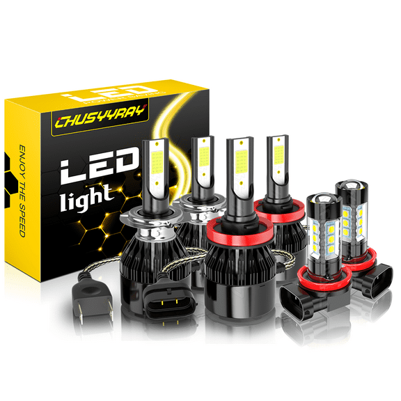 For GMC Acadia 2007 2008 2009 2010 2011 2012 6*Led Headlights   Fog Lights 6000K Bulbs
