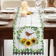 thumbnail image 3 of Table Runners 70 Inches Long Dress Scarves, Spring Eucalyptus Sunflower Farmhouse Coffee/Dining/Kitchen Table Decor, Holiday Table Runner, Farmhouse Birds Gray Wood 13x70 Inch, 3 of 9