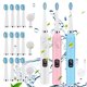 thumbnail image 1 of Cepillo de dientes eléctrico con 5 cabezas de cepillo, 9 modos de limpieza, impermeable IPX7, batería de 180 días, carga USB - blanco, rosa, azul, 1 of 9
