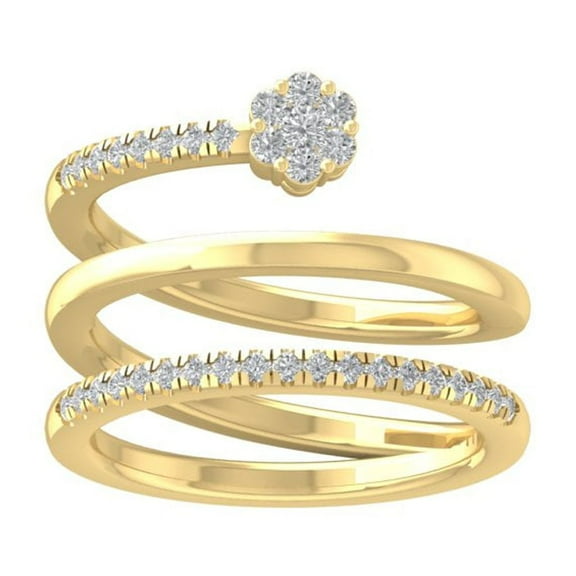 ARAIYA FINE JEWELRY 14K Yellow Gold Round Cluster Lab Grown Diamond Engagement Ring (1/3 cttw, VS Clarity, D-F Color) Size 5