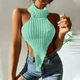 thumbnail image 2 of Birdeem Femmes Décontracté Uni Sans Manches à Col Licou Débardeur Chandail Blouse Gilet Hauts, 2 of 6