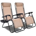 thumbnail image 1 of Patiojoy Chaise Zéro Gravité 2 Pcs Fauteuils Inclinables Réglables Textilène Beige, 1 of 6