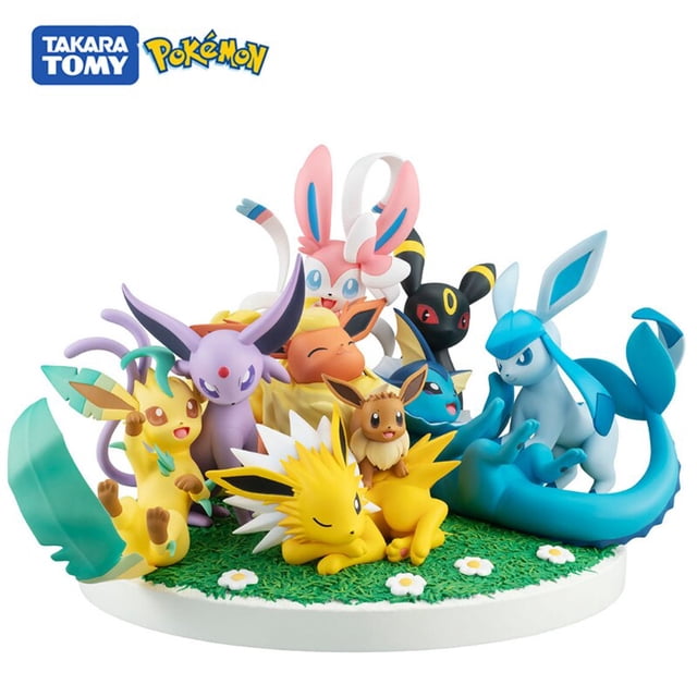 Figurines Pokémon Go Scene 9, jouet de modèle de figurine d'anime, formes évolutives de la famille Eevee zhangyuxiang LED