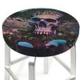 thumbnail image 3 of Bingfone Forest Mushroom Skull Padded Round Bar Stool Cover Cushion with Elastic Fabric Round Chair Seat - Forest Mushroom Skull, 3 of 7