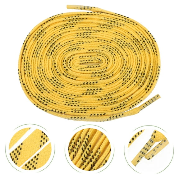 Huaq pair of special ice hockey shoe laces, waxed skate shoe laces, ski shoe laces (#6805 yellow 244cm/96")