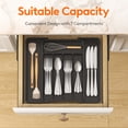thumbnail image 2 of Lifewit Silverware Drawer Organizer, Expandable Utensil Tray for Kitchen, BPA Free Flatware and Cutlery Holder, Adjustable Plastic Storage for Spoons Forks Knives, 8.5"-14.1" x 12.1", Black, 2 of 9