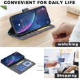 thumbnail image 6 of Case for iPhone 18 Pro Max, Rhombus Pattern Flip Wallet Leather Case, Card Holder Magnetic Closure Shockproof Kickstand Protective Cover,Black,For iPhone 18 Pro Max, 6 of 9