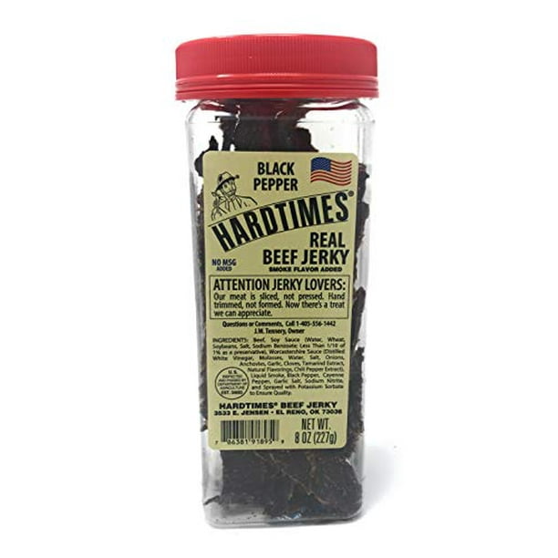 Hard Times 8oz Jar Peppered Real Beef Jerky Sliced Hand Trimmed Dry