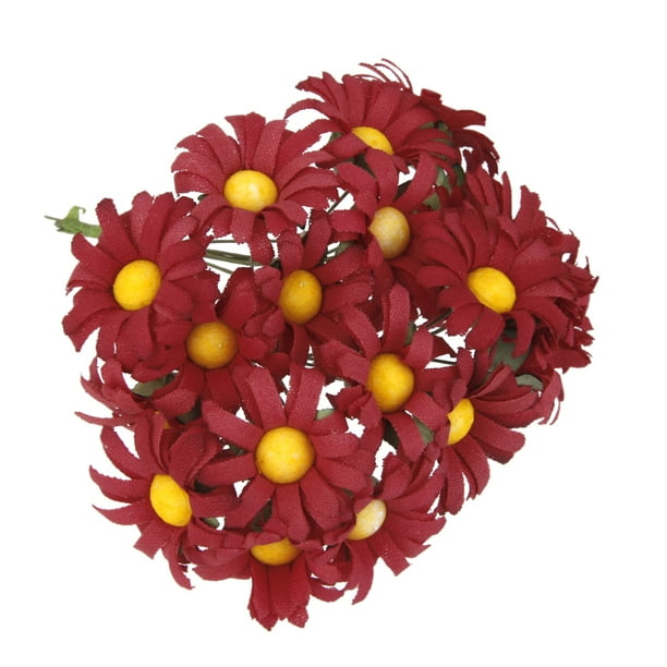 Paquete de 100 cabezas de flores artificiales de margaritas para bodas, fiestas y manualidades. Incluye broches para el cabello. Colores disponibles.
