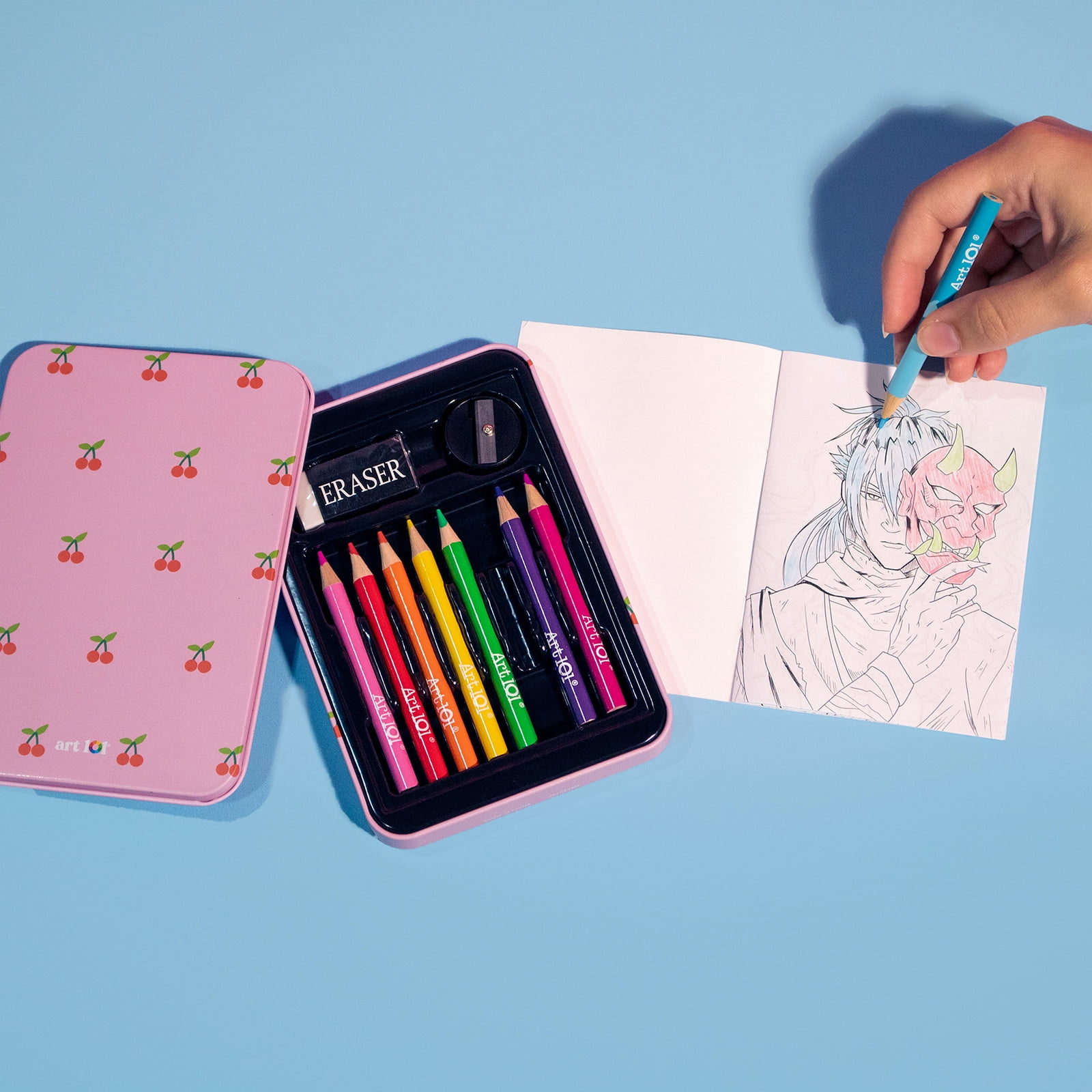 Art 101 Manga and Anime Art Kit in Patterned Tin Case, Multifunctional Sets, for Child Ages 8+