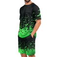 thumbnail image 6 of Dwelliawo Men's Halloween Themed Two Piece Pajama Set Funny Bat Graphic Casual Relaxed Fit Short Sleeve Crew-Neck Tshirts and Shorts Stylish Comfy Clothing Black M, 6 of 6
