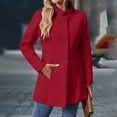 thumbnail image 7 of Women Wool Blend Coat Stand Collar Single Breasted Mid Length Jacket with Side Pockets Warm Casual Fall Winter Outerwear, 7 of 7