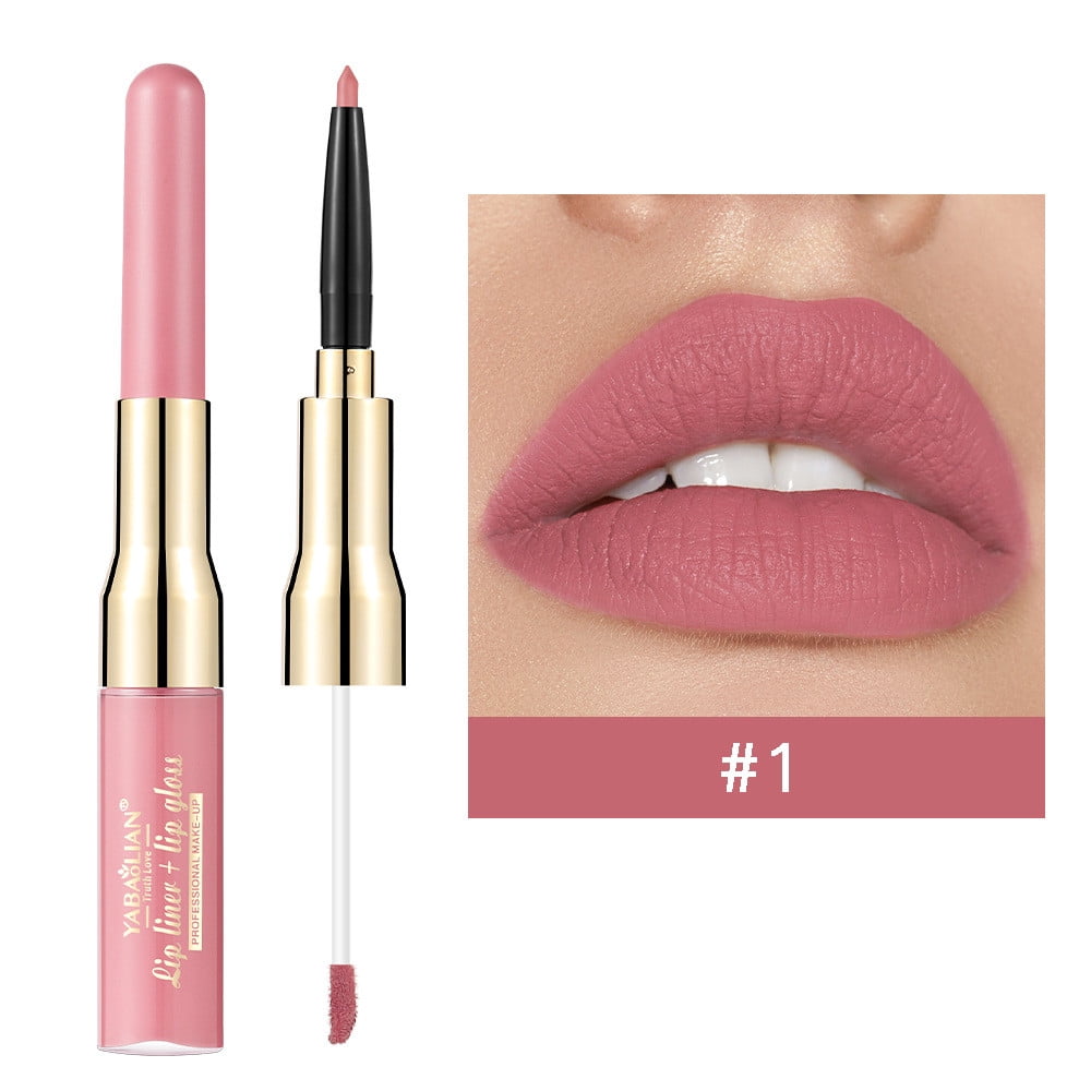 YiFudd 2 IN 1 Lip Liner & Liquid Lipstick, Long Lasting 24 Hour Matte