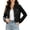 Black, variant on Miaoju Women's Basic Long Sleeves Button Down Fitted Denim Jean Jackets, Black L