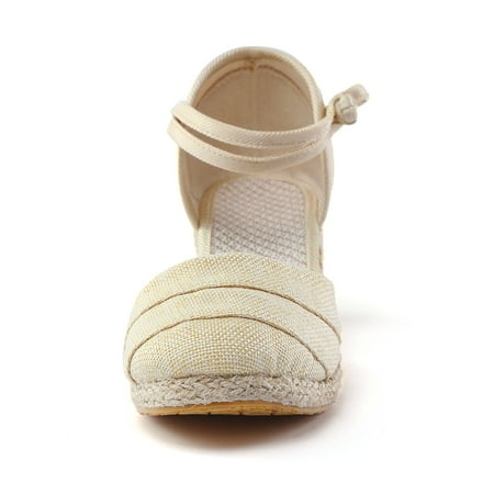 CAICJ98 Sandals Women Shoes for Women Sandals with Rhinestone Elastic Ankle Strap Sandals Women Dressy Summer Casual Breathable T Strap Flats Beige