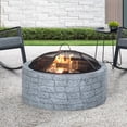 thumbnail image 4 of Sunjoy Stone 26 in. Round Wood Burning Firepit, 4 of 8