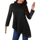 thumbnail image 2 of INSPIRAR CHIC Blusas de Encaje para Mujeres de Manga Larga Cuello Mock Dobladillo Asimétrico Casual Elegante Camisas L Negro, 2 of 5