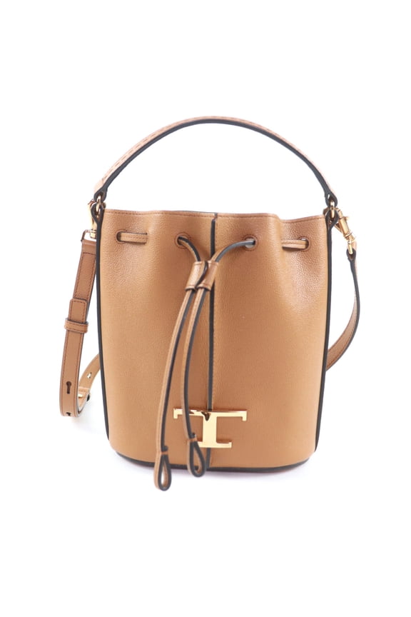 Pre-Owned Tod's TODS XBWTSAQ0000Q8ES410 TSA SECCHIELLO MICRO T-Timeless Leather 2-Way Bucket...