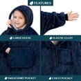 thumbnail image 2 of PAVILIA Wearable Blanket Sweatshirt for Kids Boy Girl Navy Dark Blue, Warm Cozy Giant Blanket Hoodie, Fleece Sherpa Oversized Blanket Sweatshirt with Sleeves, Big Pocket, Christmas Gift, 2 of 7